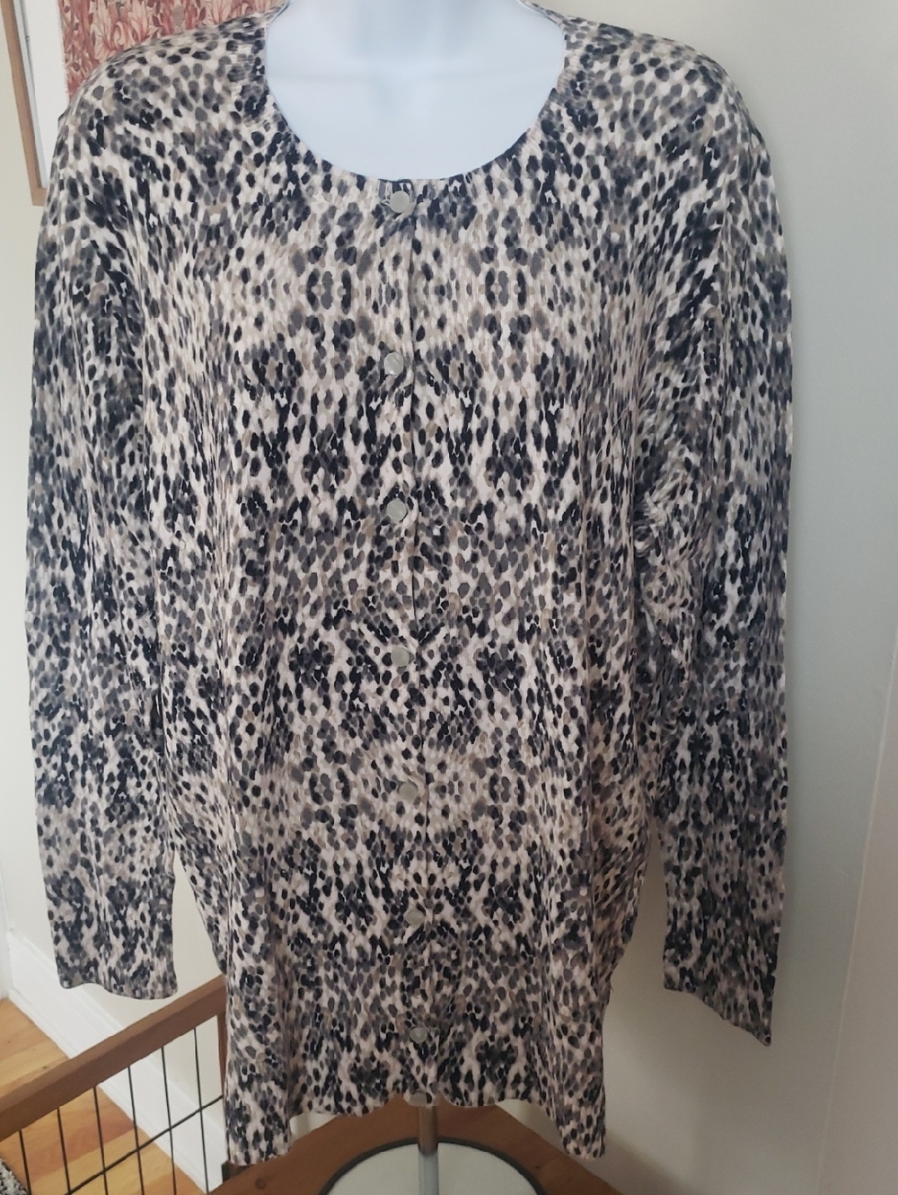 Merona Neutral Animal-Print Sweater Long  Sleeve Top  Size 1